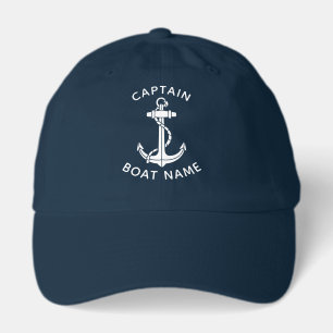 Nautical Boat Anchor and Name Captain Custom Hat
