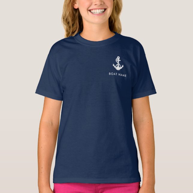 Nautical Boat Anchor and Name Crew Custom T-Shirt (Front)
