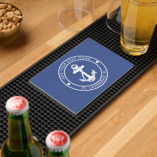 Nautical Boat Anchor and Name Custom Bar Mat
