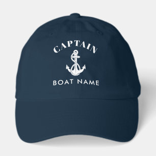 Nautical Boat Anchor and Name Custom Captain Hat
