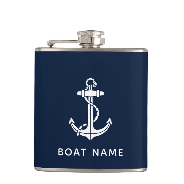 Nautical Boat Anchor and Name Custom Flask (Front)