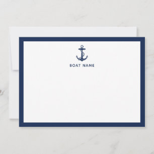 Nautical Boat Anchor and Name Custom Note Card