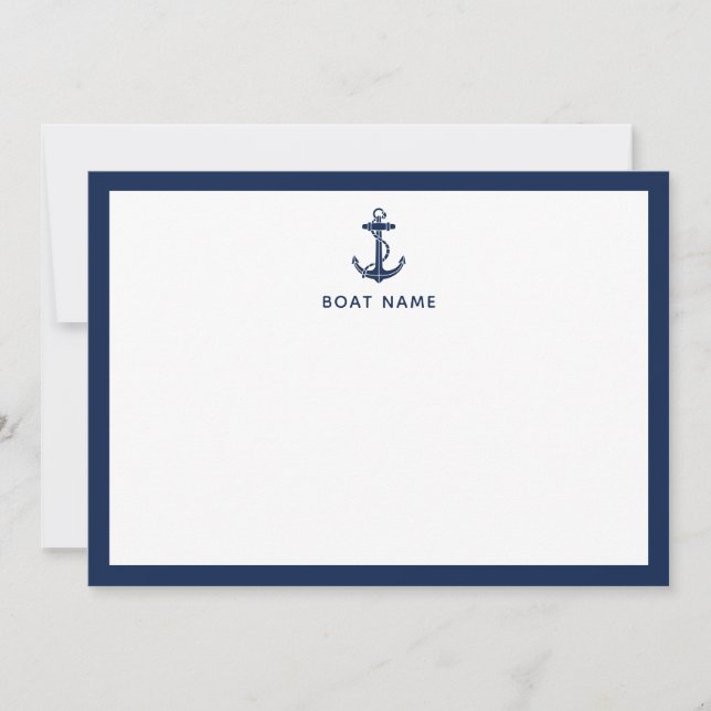 Nautical Boat Anchor and Name Custom Note Card (Front)