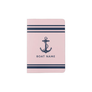 Nautical Boat Anchor and Name Custom Passport Holder