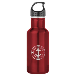 Nautical Boat Anchor and Name Custom Stainless Steel Water Bottle