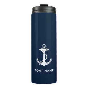 Nautical Boat Anchor and Name Custom Thermal Tumbler