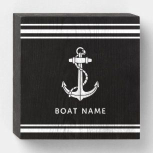 Nautical Boat Anchor and Name Custom Wooden Box Sign