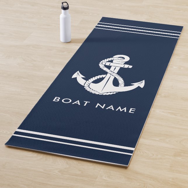 Nautical Boat Anchor and Name Custom Yoga Mat (In Situ)