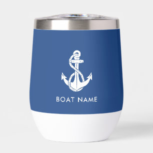 Nautical Boat Anchor and Name Sailing Custom Thermal Wine Tumbler