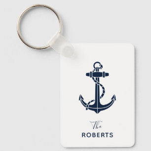 Nautical Boat Anchor and Name Script Custom Keychain