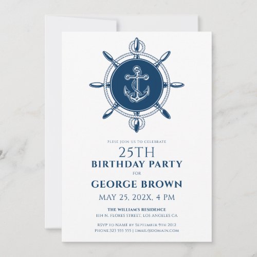 Nautical Boat Anchor and Rudder Invitation