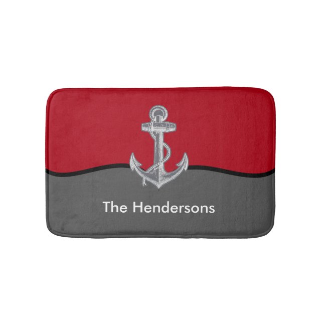 Nautical Boat Anchor Bathroom Mat (Front)