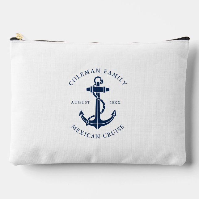 Nautical Boat Anchor Beach Trip Custom Accessory Pouch (Front)