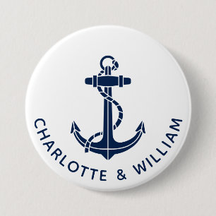 Nautical Boat Anchor Beach Wedding Favors Button