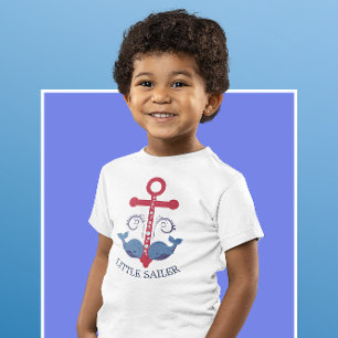 Nautical boat anchor blue whales little sailer baby T-Shirt
