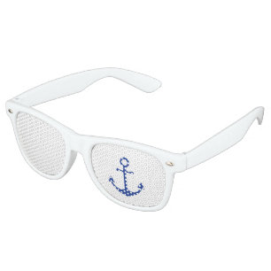 Nautical Boat Anchor Blue White Party Sunglasses