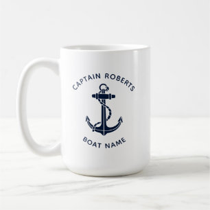 Nautical Boat Anchor Captain and Crew Custom Coffee Mug