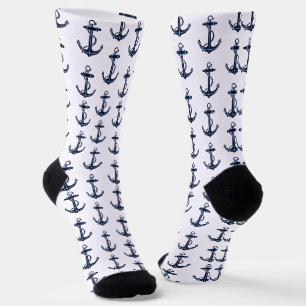 Nautical Boat Anchor Captain and Crew Swag Socks