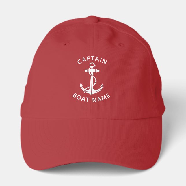 Nautical Boat Anchor Captain Modern Custom Performance Cap (Front)