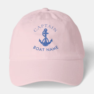 Nautical Boat Anchor Captain Name Custom Hat