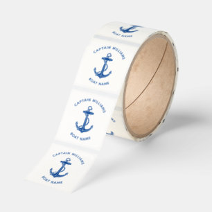 Nautical Boat Anchor Captain Name Custom Square Sticker