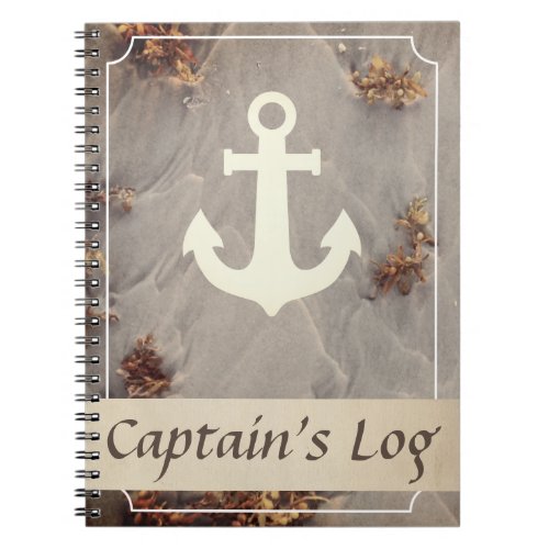 Nautical Boat Anchor Captains Log Notebook