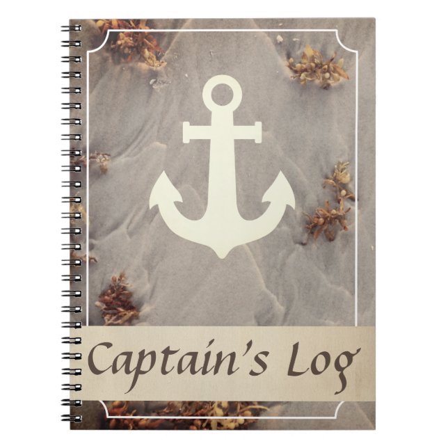 Nautical Boat Anchor Captains Log Notebook (Front)