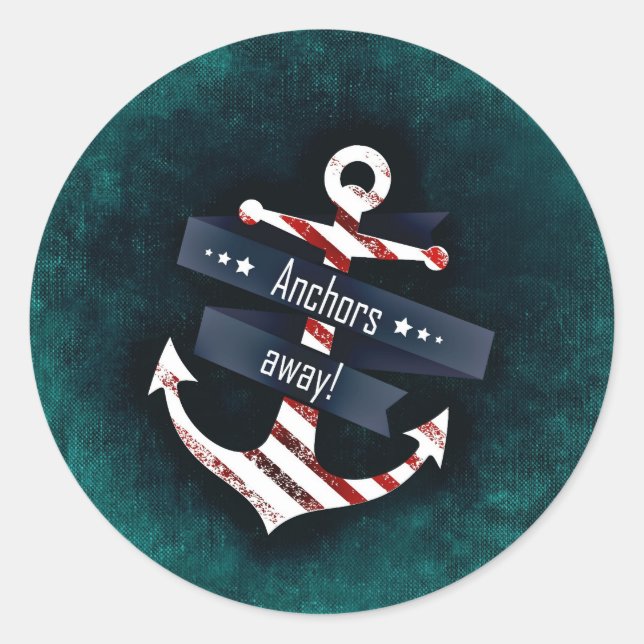 Nautical Boat Anchor Classic Round Sticker (Front)