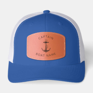 Nautical Boat Anchor Custom Captain Leather Patch Hat