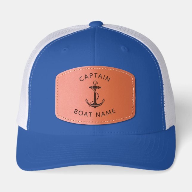 Nautical Boat Anchor Custom Captain Leather Patch Hat (Front)