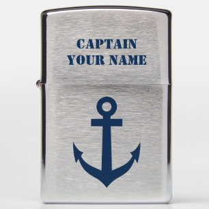Nautical boat anchor custom captain name zippo lighter