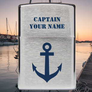 Nautical boat anchor custom captain name zippo lighter