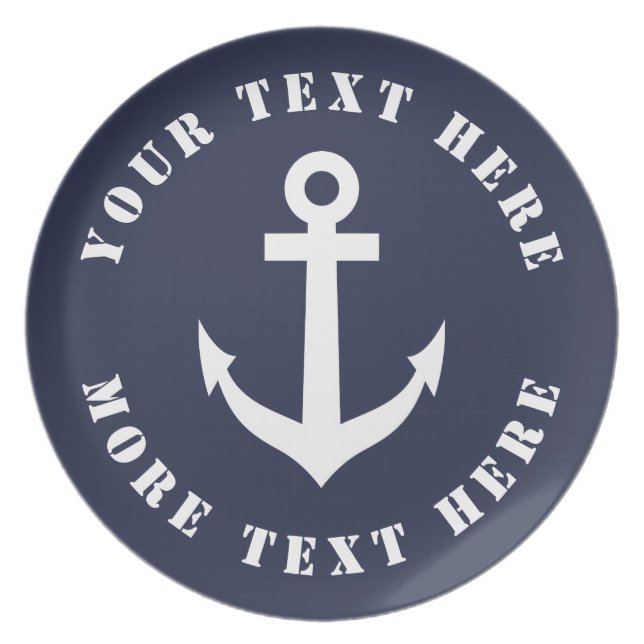 Nautical boat anchor custom melamine dinner plates (Front)