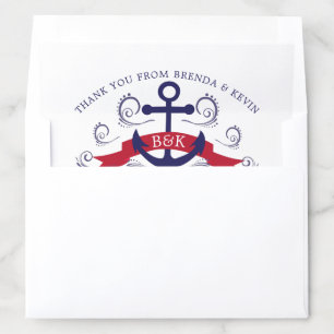 Nautical boat anchor elegant blue swirls envelope liner