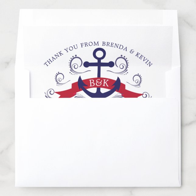 Nautical boat anchor elegant blue swirls envelope liner (In Envelope)