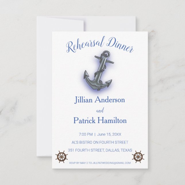 Nautical Boat Anchor Fabulous Sailing Wedding Invitation (Front)