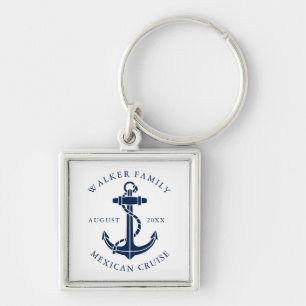 Nautical Boat Anchor Family Beach House Keychain