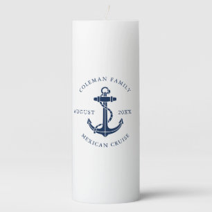 Nautical Boat Anchor Family Beach House Pillar Candle