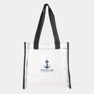 Nautical Boat Anchor Family Beach Trip Custom Clear Tote Bag