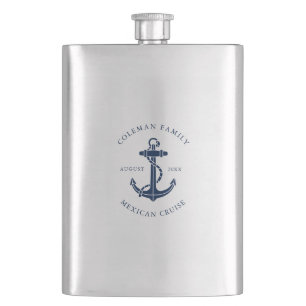 Nautical Boat Anchor Family Cruise Custom Flask