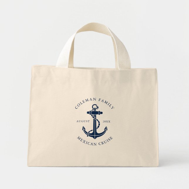 Nautical Boat Anchor Family Cruise Custom Swag Mini Tote Bag (Front)