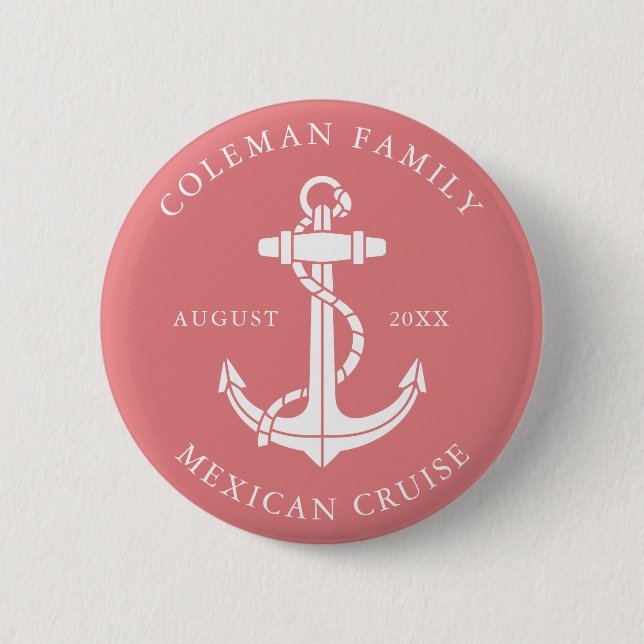 Nautical Boat Anchor Family Matching Custom Button (Front)