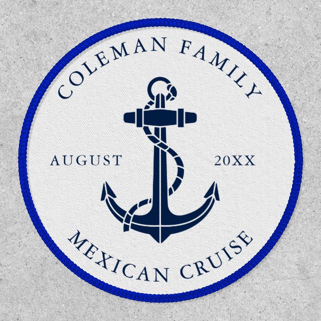 Nautical Boat Anchor Family Name Custom Patch (Front)