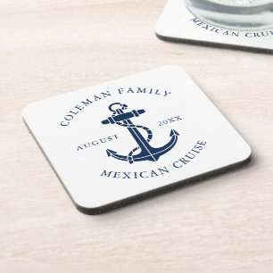 Nautical Boat Anchor Family Ocean Cruise Custom Beverage Coaster