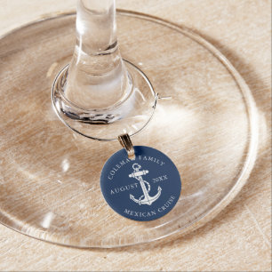Nautical Boat Anchor Family Ocean Cruise Custom Wine Charm