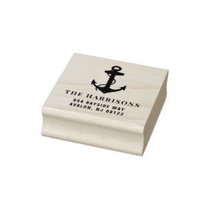 Nautical Boat Anchor Family Return Address Rubber Stamp