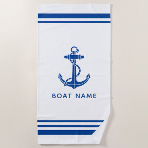 Nautical Boat Anchor Family Trip Matching Beach Towel