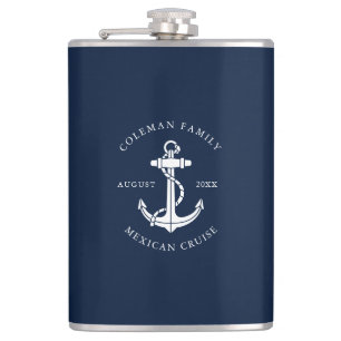 Nautical Boat Anchor Family Trip Swag Flask