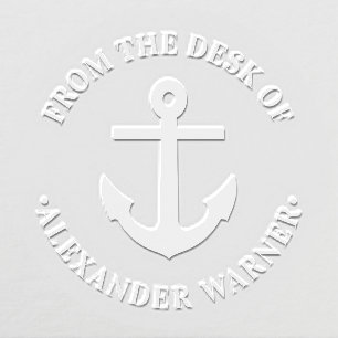 Nautical Boat Anchor “From the Desk of” Book Name Embosser