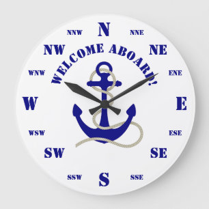 Nautical boat anchor large clock